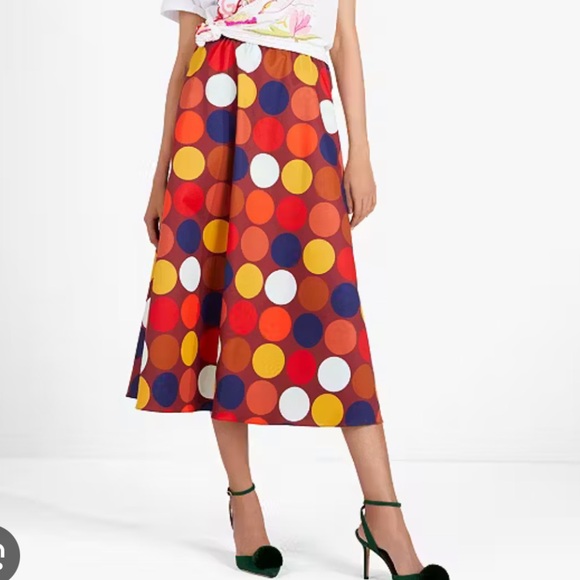 kate spade Dresses & Skirts - Kate Spade Sz L Skirt Dot Party Faille Midi Retro Pockets 60’s 70’s New
